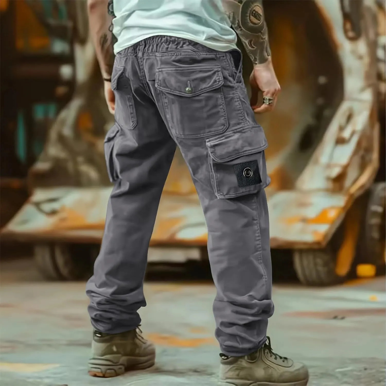 Cargo Work Pants Men Outdoor Hiking Travel Regular Fit Fall Pants Casual Straight Legs Trousers with Multi Pockets