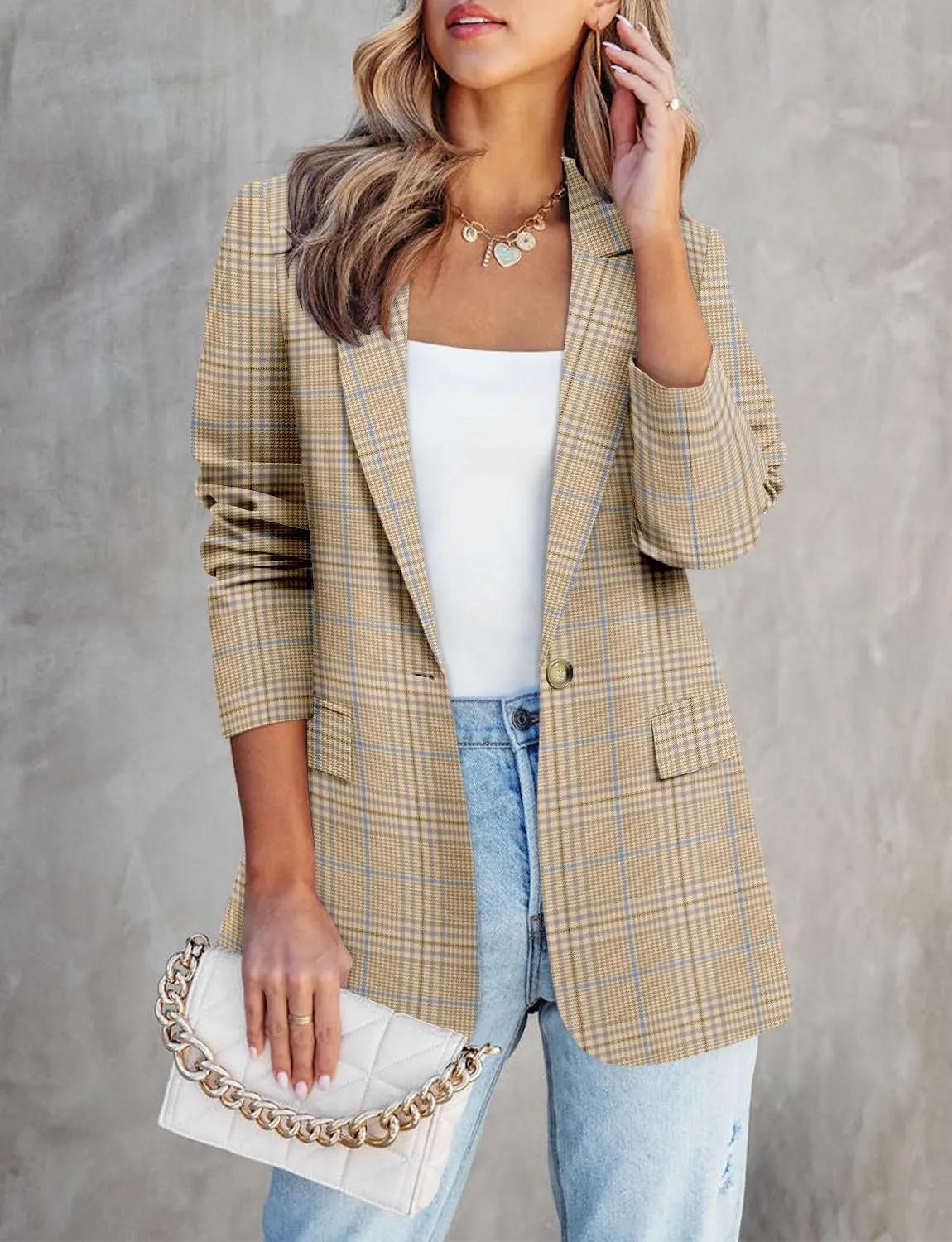 CHICZONE Womens Long Sleeve Casual Blazers Open Front Lapel Button Work Office Ladie's Suits Jackets