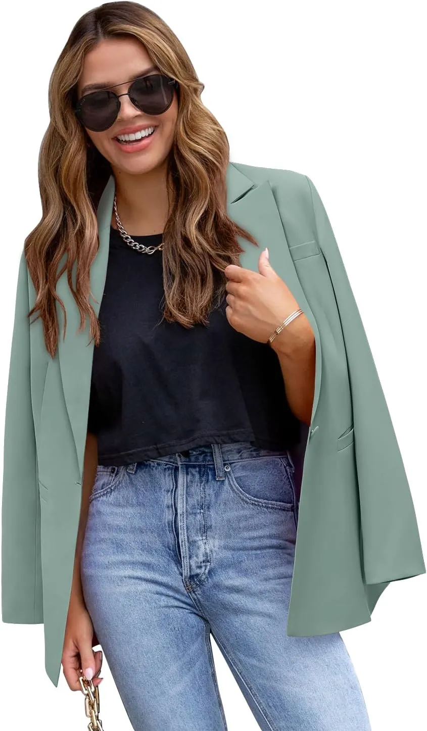 CHICZONE Womens Long Sleeve Casual Blazers Open Front Lapel Button Work Office Ladie's Suits Jackets