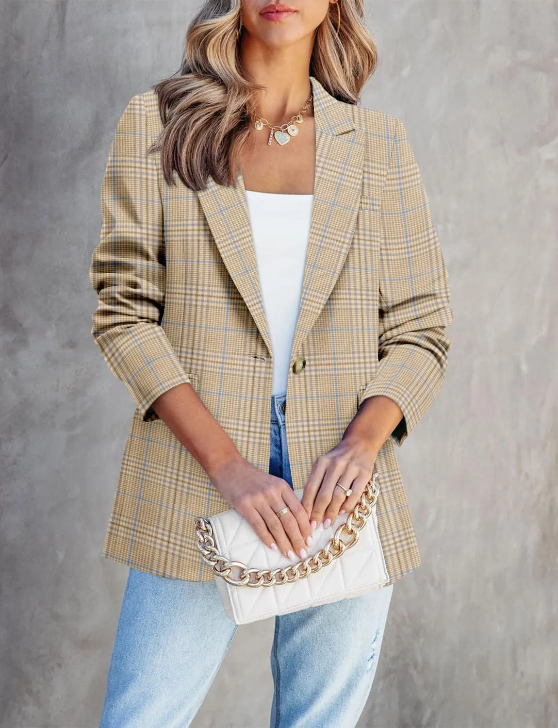 CHICZONE Womens Long Sleeve Casual Blazers Open Front Lapel Button Work Office Ladie's Suits Jackets