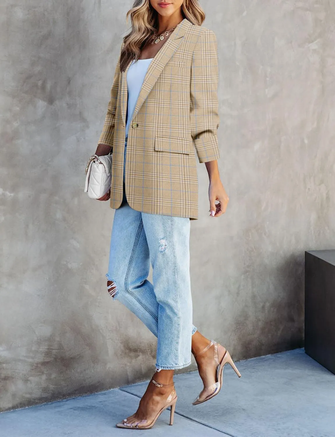 CHICZONE Womens Long Sleeve Casual Blazers Open Front Lapel Button Work Office Ladie's Suits Jackets