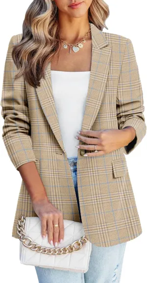 CHICZONE Womens Long Sleeve Casual Blazers Open Front Lapel Button Work Office Ladie's Suits Jackets