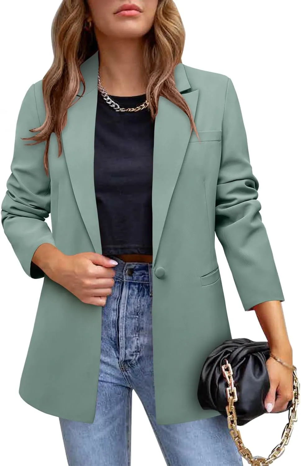 CHICZONE Womens Long Sleeve Casual Blazers Open Front Lapel Button Work Office Ladie's Suits Jackets