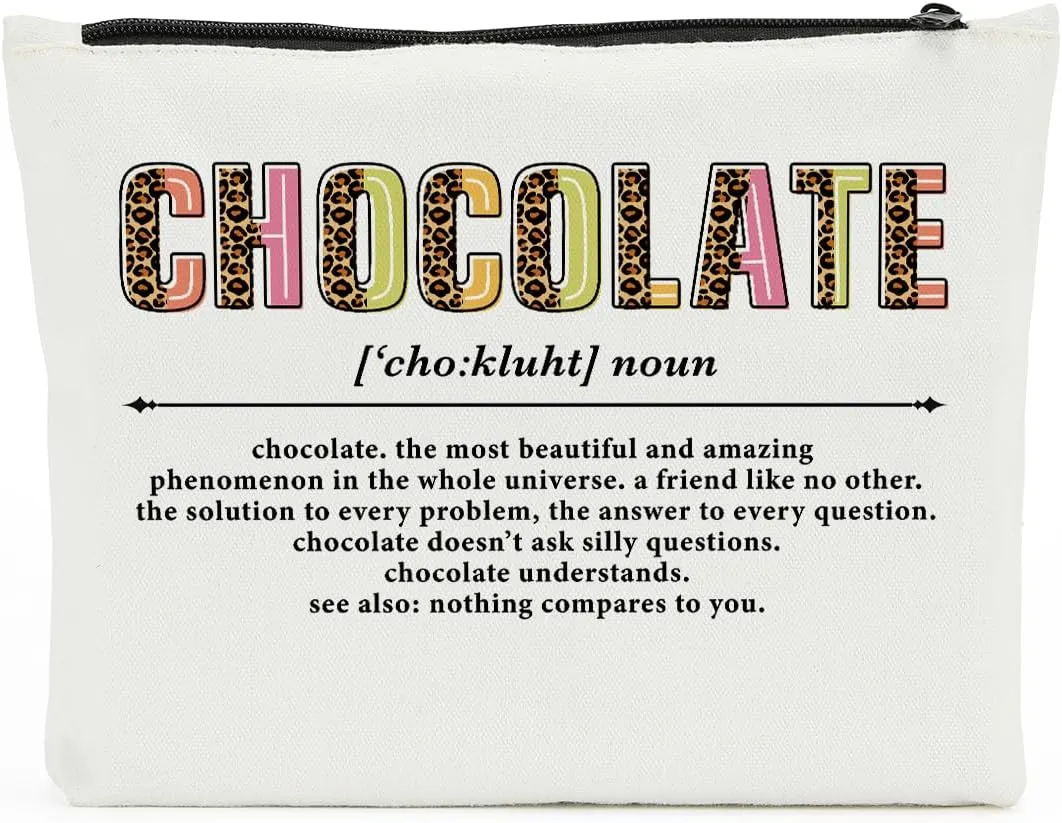 Chocolate Definition Noun Makeup Bag - Funny Quotes, Home & Women's Gifts for Birthdays & Friendship
