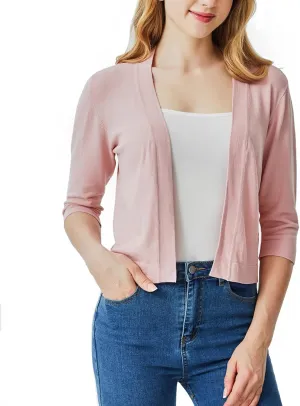 Ciormis 2024 Shrug Cardigan for Dress-3/4 Sleeve Women's Cropped Shrugs Sweater Open Front