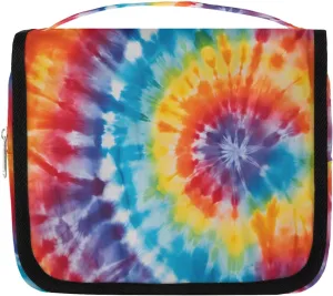 Colorful Tie Dye Hanging Travel Toiletry Bag Kit Makeup Case Cosmetics Organizer Abstract Swirl Toiletry Bag for Women Make up Accessories Shampoo Body Cream Brushes Set