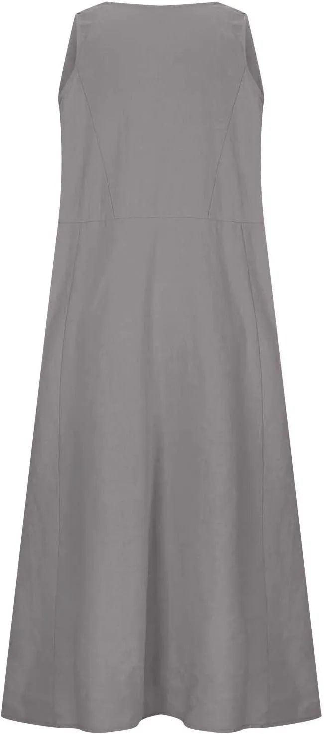 Cotton Linen Dresses for Women 2025 Casual Sleeveless Long Tank Summer Maxi Dress Casual Spring Beach Vacation Outfits