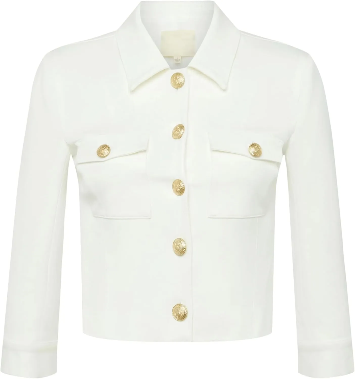 Cropped Summer Jacket for Women 3/4 Sleeve Open Front Casual Jacket Lightweight Button Down Outerwear with Pockets