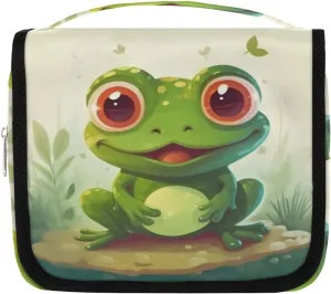 Cute Frog Hanging Travel Toiletry Bag Kit Makeup Case Cosmetics Organizer Frog Toiletry Bag for Women Make up Accessories Shampoo Body Cream Brushes Set