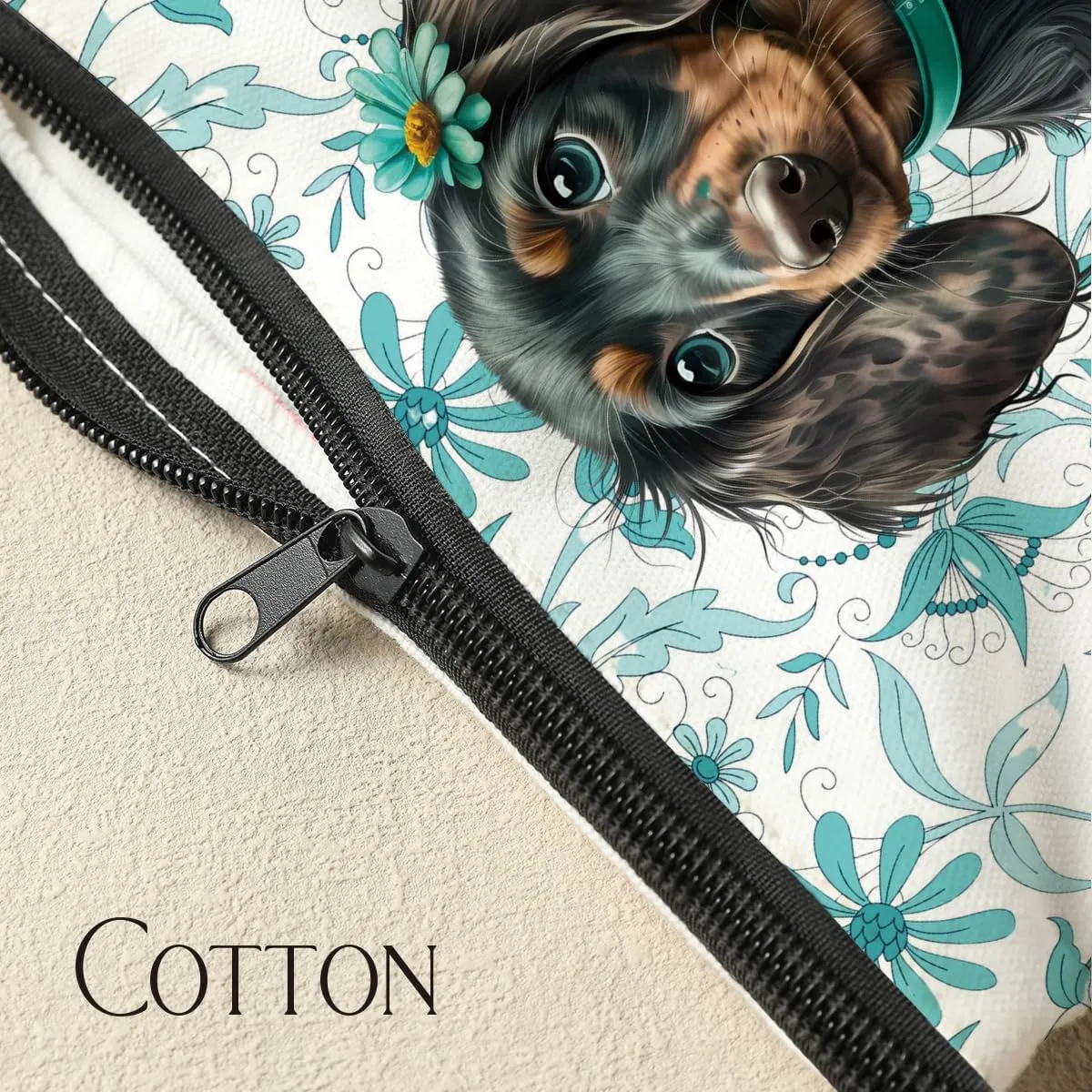 Dachshund Cosmetic Bag - Floral Makeup Bag for Dog Mom Gifts, Perfect for Mothers Day, Graduation, or Birthday
