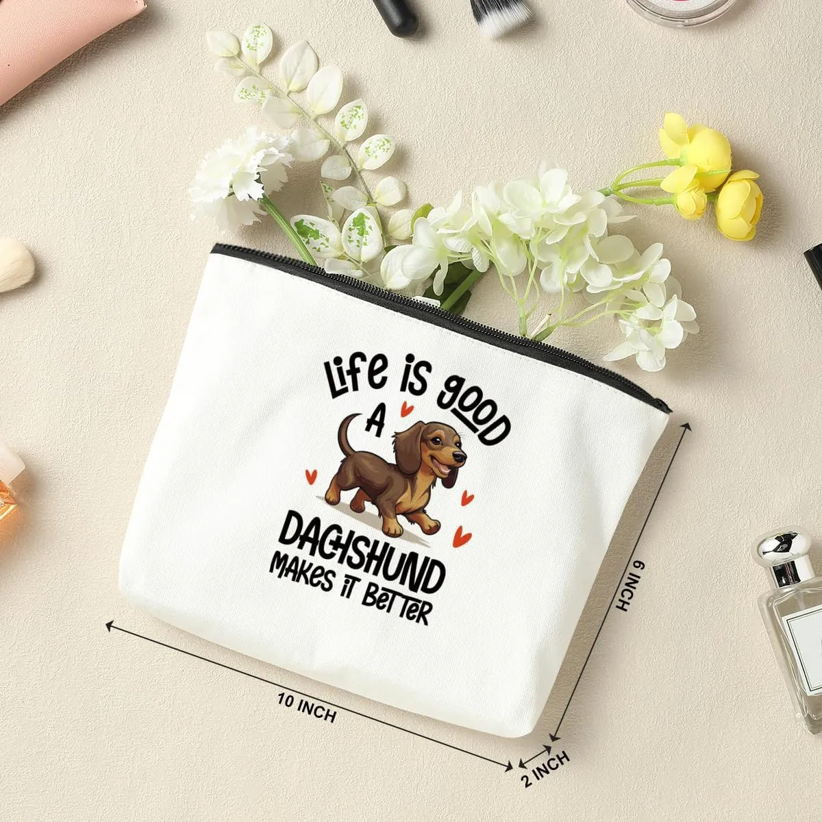 Dachshund Cosmetic Bag - Funny Dog Mom Gifts for Women, Mothers Day & More