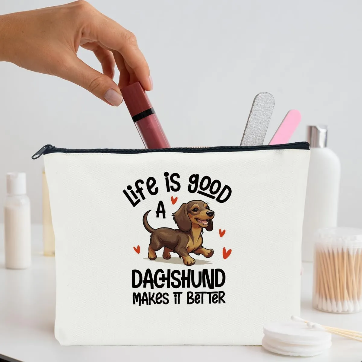 Dachshund Cosmetic Bag - Funny Dog Mom Gifts for Women, Mothers Day & More
