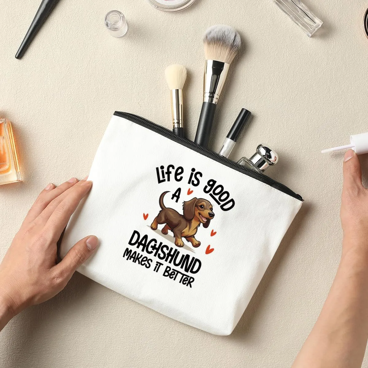 Dachshund Cosmetic Bag - Funny Dog Mom Gifts for Women, Mothers Day & More