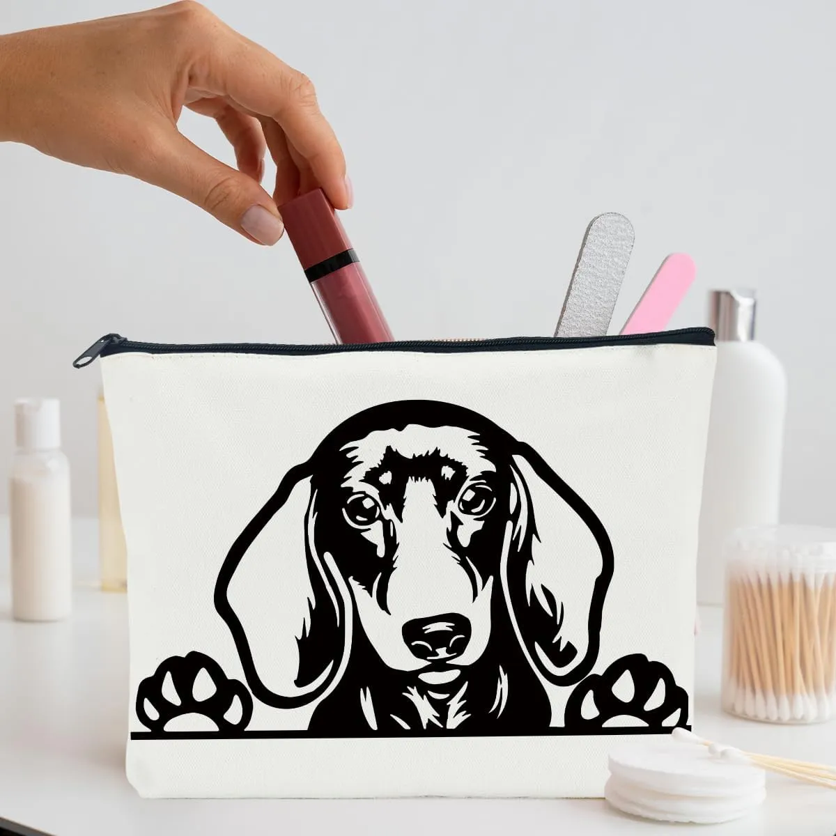Dachshund Gifts, Dachshund Cosmetic Bag, Dog Mom Gifts for Women Dachshund Mom Dog Owner Best Friend Sister Auntie, Dachshund Lover Gifts Mothers Day Graduation Birthday Gifts Makeup Bag