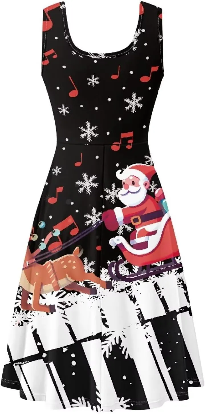 Dreaweet Casual Sleeveless Dresses for Women Girls, Round Neck Tank Dresses with Pockets Summer Sundress Size XS-4XL