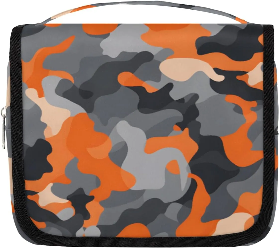 Fashion Camouflage Hanging Travel Toiletry Bag Kit Makeup Case Cosmetics Organizer Camo Skin Toiletry Bag for Women Make up Accessories Shampoo Body Cream Brushes Set