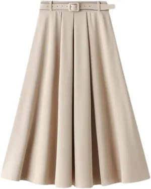 Fashion High Waist A-Line Office Lady Skirt Women Elegant Midi Long Skirts
