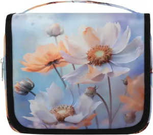 Flower Blossom Hanging Travel Toiletry Bag Kit Makeup Case Cosmetics Organizer Flower Toiletry Bag for Women Make up Accessories Shampoo Body Cream Brushes Set