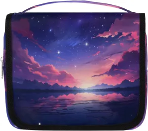 Galaxy Sky Hanging Travel Toiletry Bag Kit Makeup Case Cosmetics Organizer Nebula Toiletry Bag for Women Make up Accessories Shampoo Body Cream Brushes Set