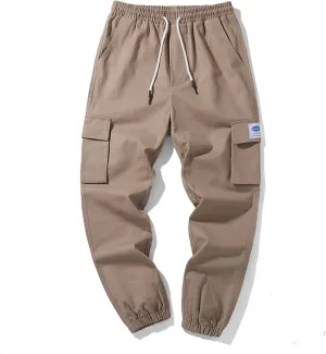 GIERIDUC Mens Hiking Cargo Pants Casual Workout Joggers Lightweight Gym Sweatpants Elastic Waist Athletic Pants with Pockets
