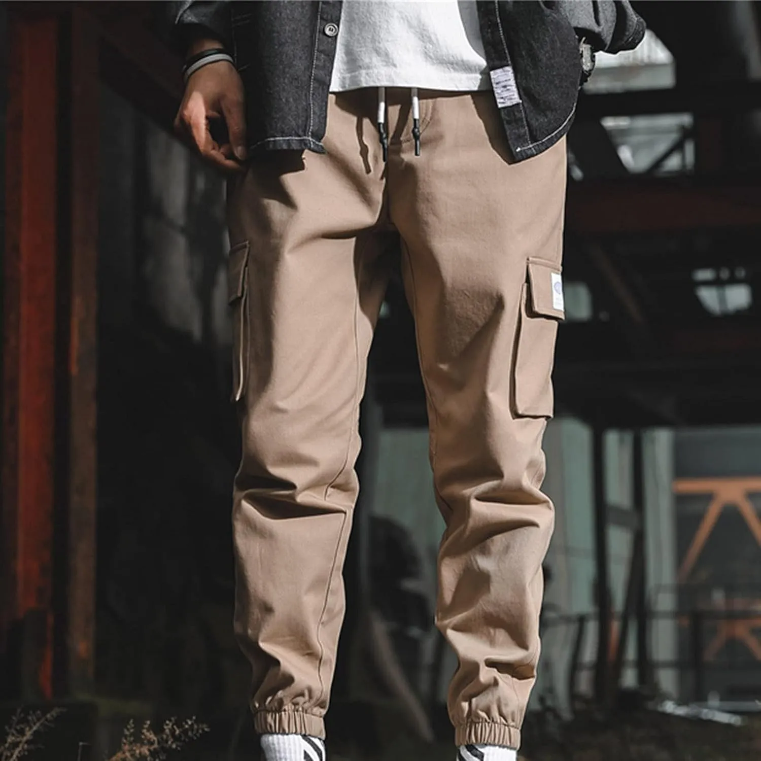 GIERIDUC Mens Hiking Cargo Pants Casual Workout Joggers Lightweight Gym Sweatpants Elastic Waist Athletic Pants with Pockets
