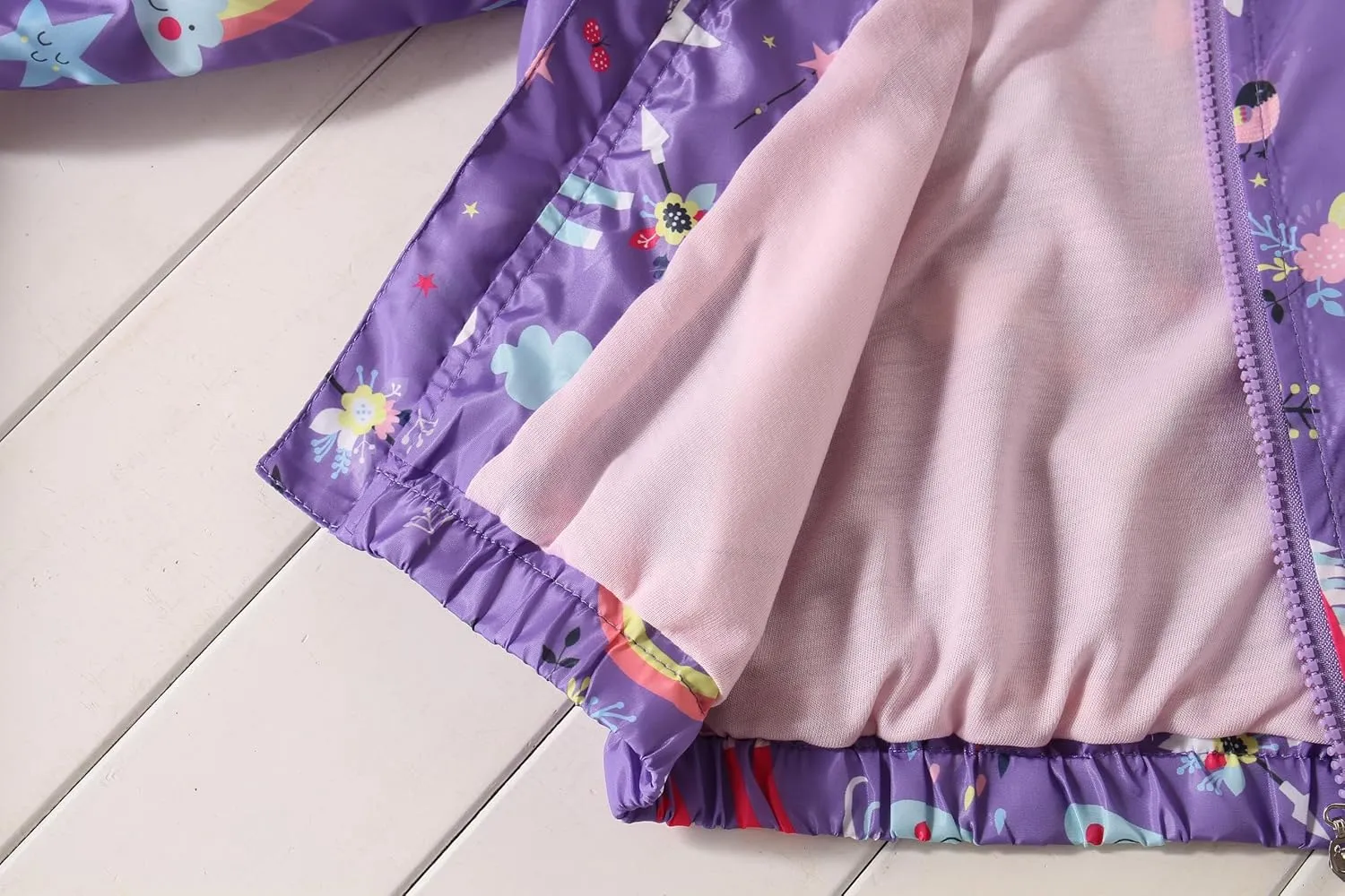 Girls Cartoon Unicorn Jackets Spring Zip Kids Hooded Flamingo Windbreaker for Toddler Pink Light Outwear