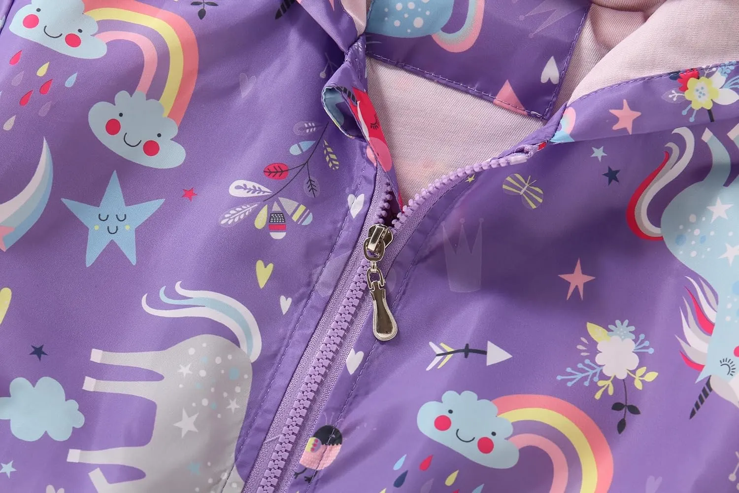 Girls Cartoon Unicorn Jackets Spring Zip Kids Hooded Flamingo Windbreaker for Toddler Pink Light Outwear