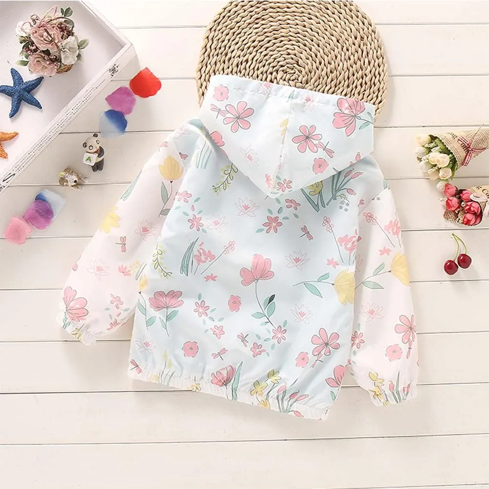 Girls Cartoon Unicorn Jackets Spring Zip Kids Hooded Flamingo Windbreaker for Toddler Pink Light Outwear