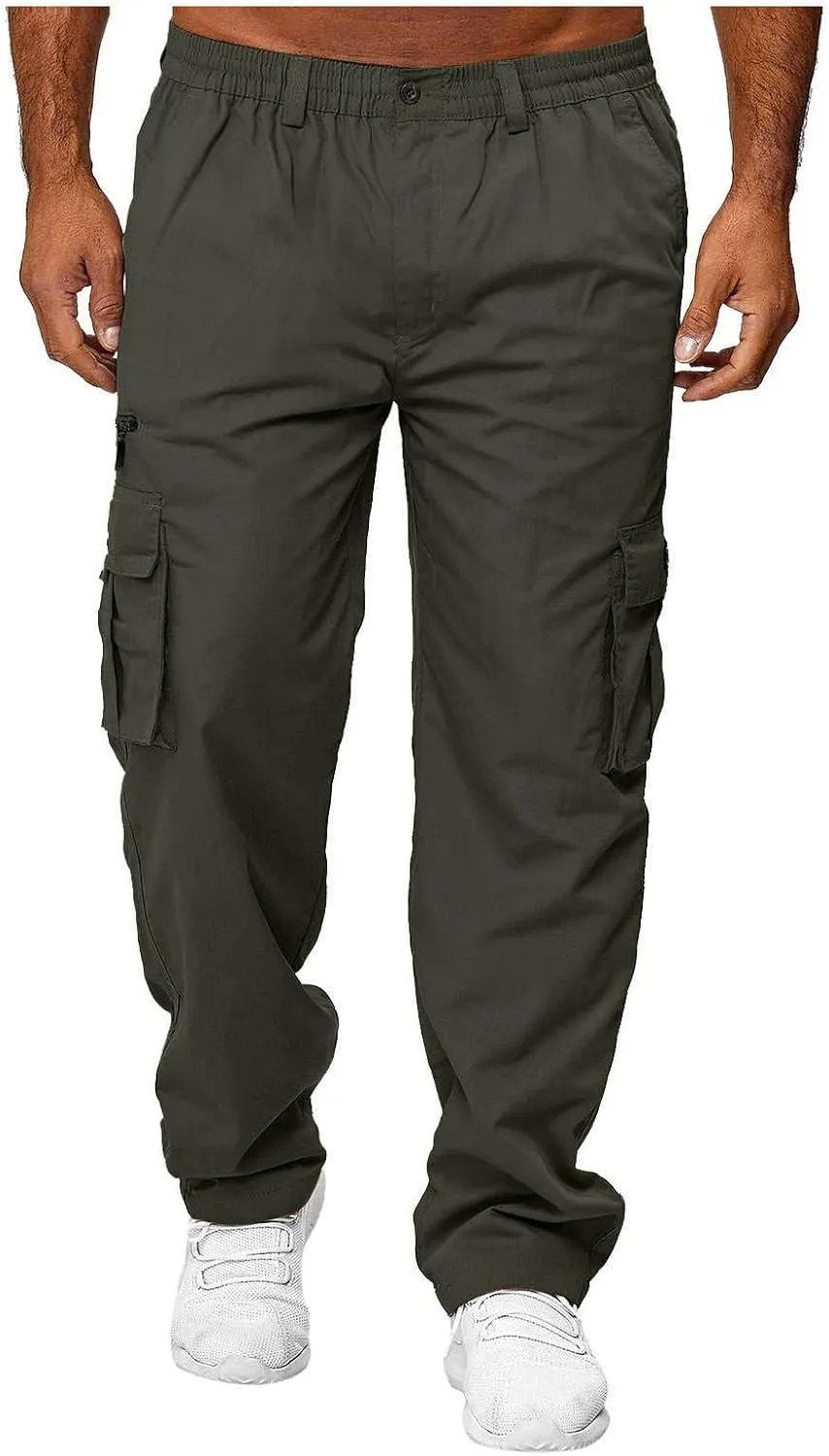 GOFULY Mens Cargo Pants Casual Ripstop Stretch Joggers Sweatpants Pockets Y2K Pants Men Slim Fit Travel Pants Plus Size 2024