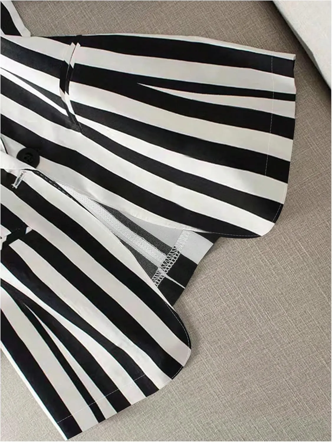 GORGLITTER Women's 3/4 Sleeve Blazer Jacket Bussiness Casual Striped Suit Jacket Work Lightweight Blazers