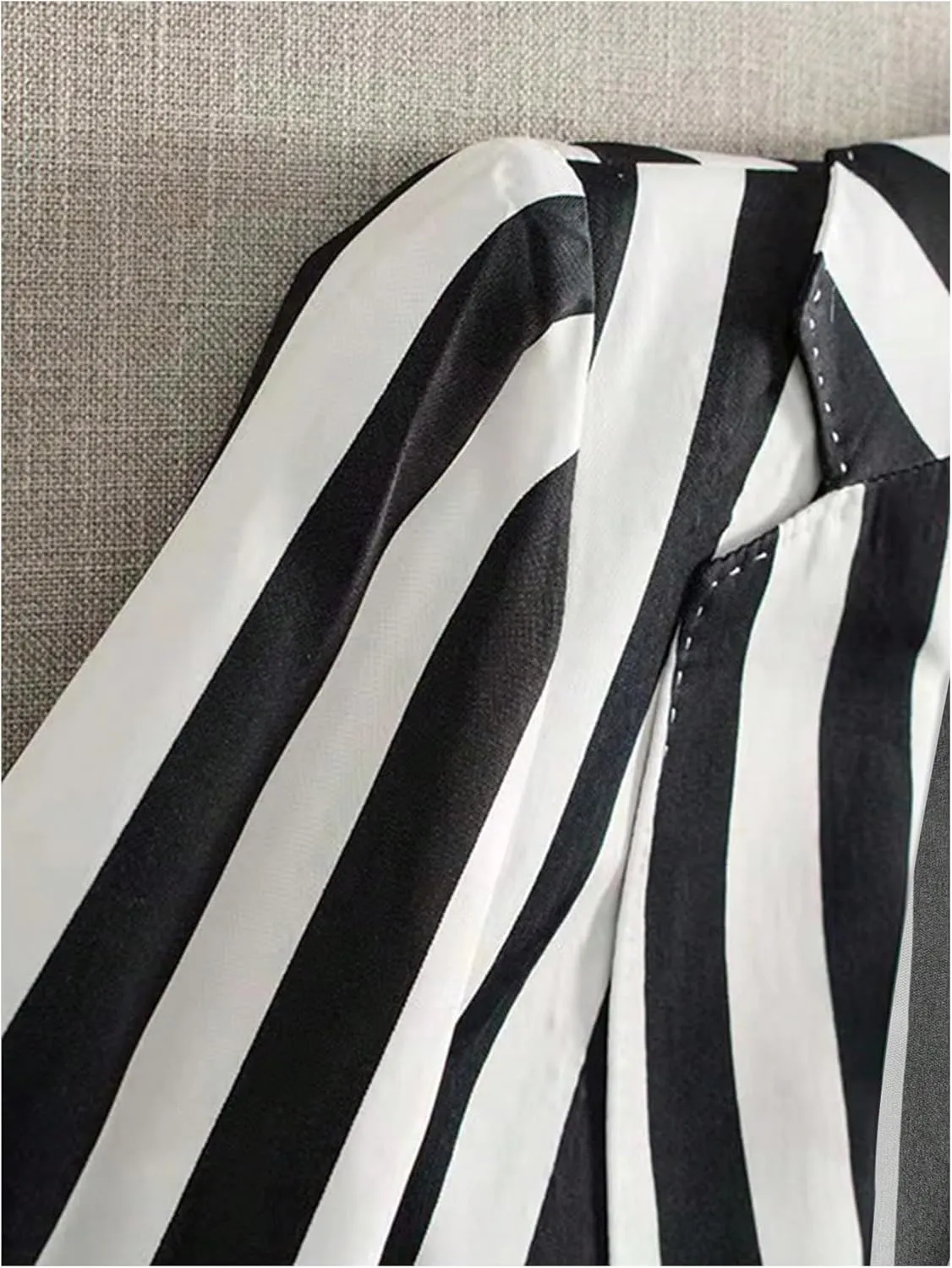 GORGLITTER Women's 3/4 Sleeve Blazer Jacket Bussiness Casual Striped Suit Jacket Work Lightweight Blazers