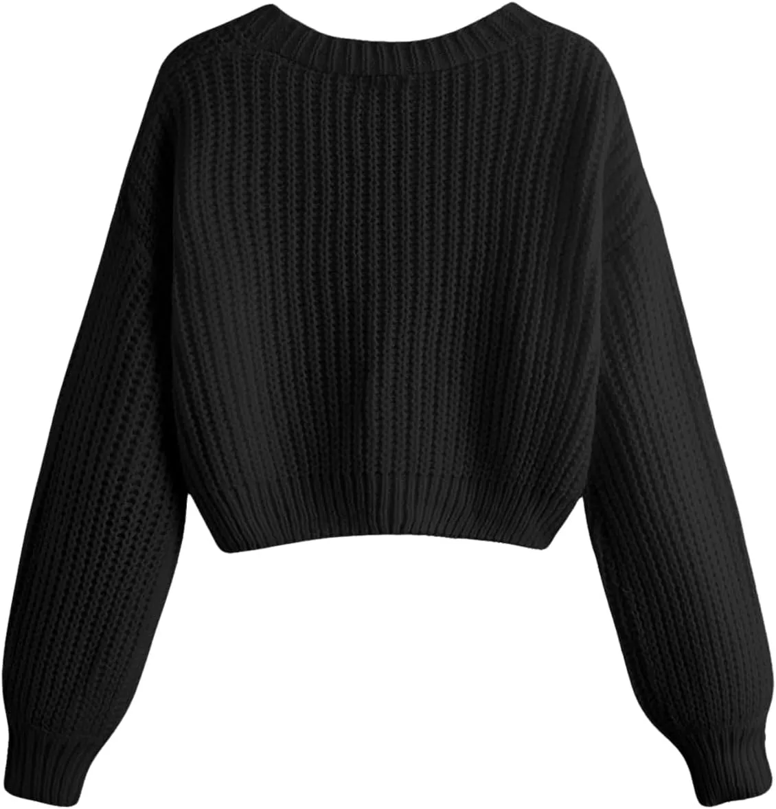GORGLITTER Women's Button Up Cropped Cardigan Sweaters Chunky Long Sleeve V Neck Fall Coquette Cardigans