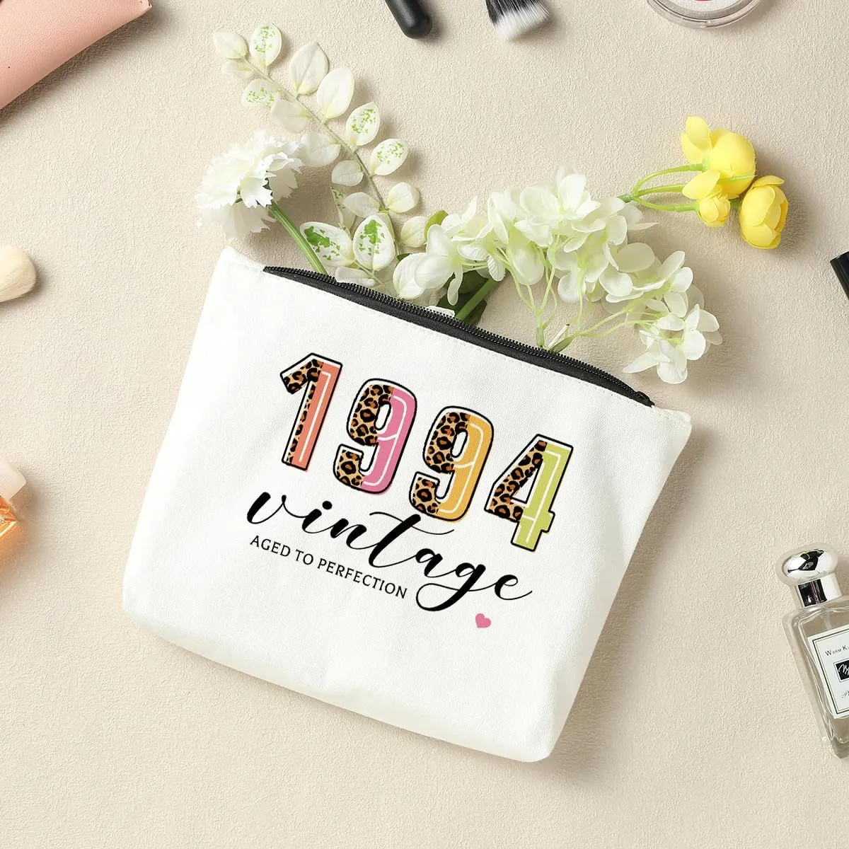 Happy 30th Birthday Cosmetic Bag - Leopard Makeup Bag for Women, Party Favors with Cosmetic Gifts Ideas