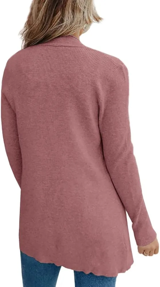 imesrun Womens Open Front Cardigans Casual Long Sleeve Classic Knit Sweater Outerwear with Pockets