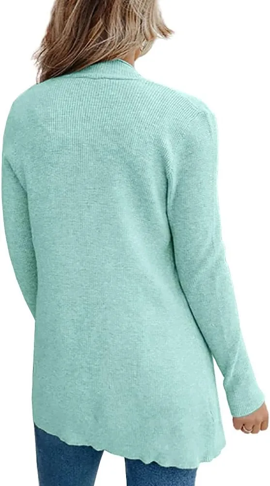 imesrun Womens Open Front Cardigans Casual Long Sleeve Classic Knit Sweater Outerwear with Pockets