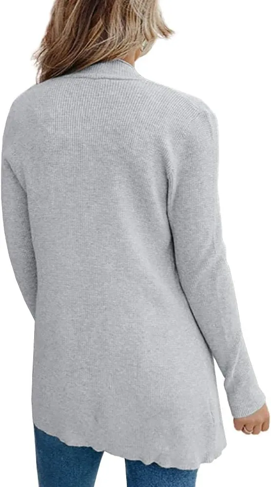 imesrun Womens Open Front Cardigans Casual Long Sleeve Classic Knit Sweater Outerwear with Pockets