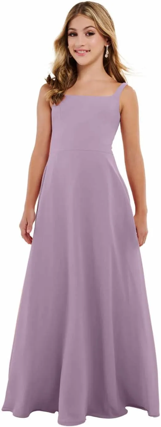 Junior Girls Bridesmaid Dress for Wedding Chiffon Straps Flower Girl Dresses for Teen 2025 Wedding Guest Pageant