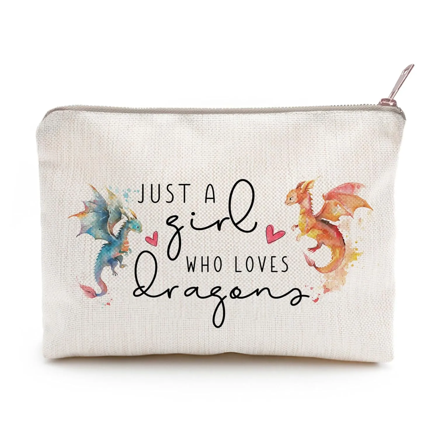 Just A Girl Who Loves Dragons Dragon Cosmetic Bag Make Up Bag Toiletry Bag Zipper Pouch Gifts Dragons Cosmetic Bag Makeup Bag Gift to Her