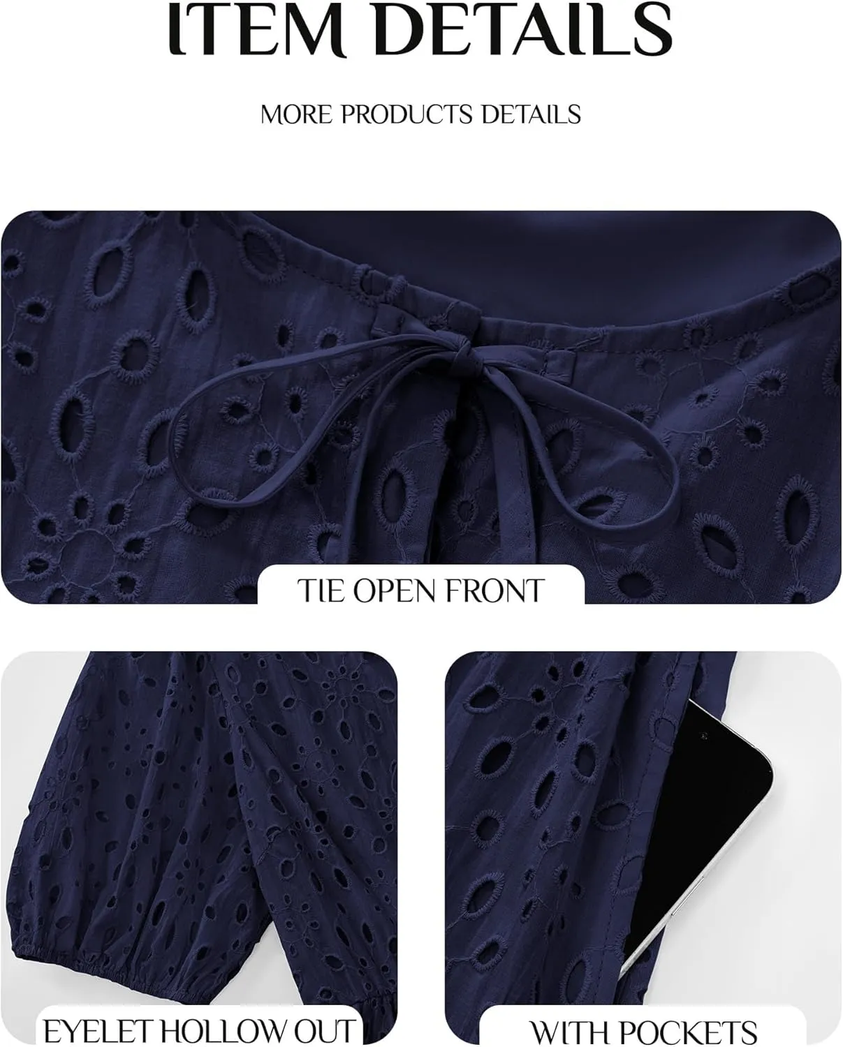 KIRUNDO Womens Summer Dresses 2025 Short Puff Sleeve Open Tie Front Eyelet Hollow Out A Line Wedding Guest Beach Sundress