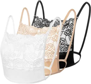 Lady Lace Wearable Mock Camisole Bra Insert Overlay Modesty Panel Vest.