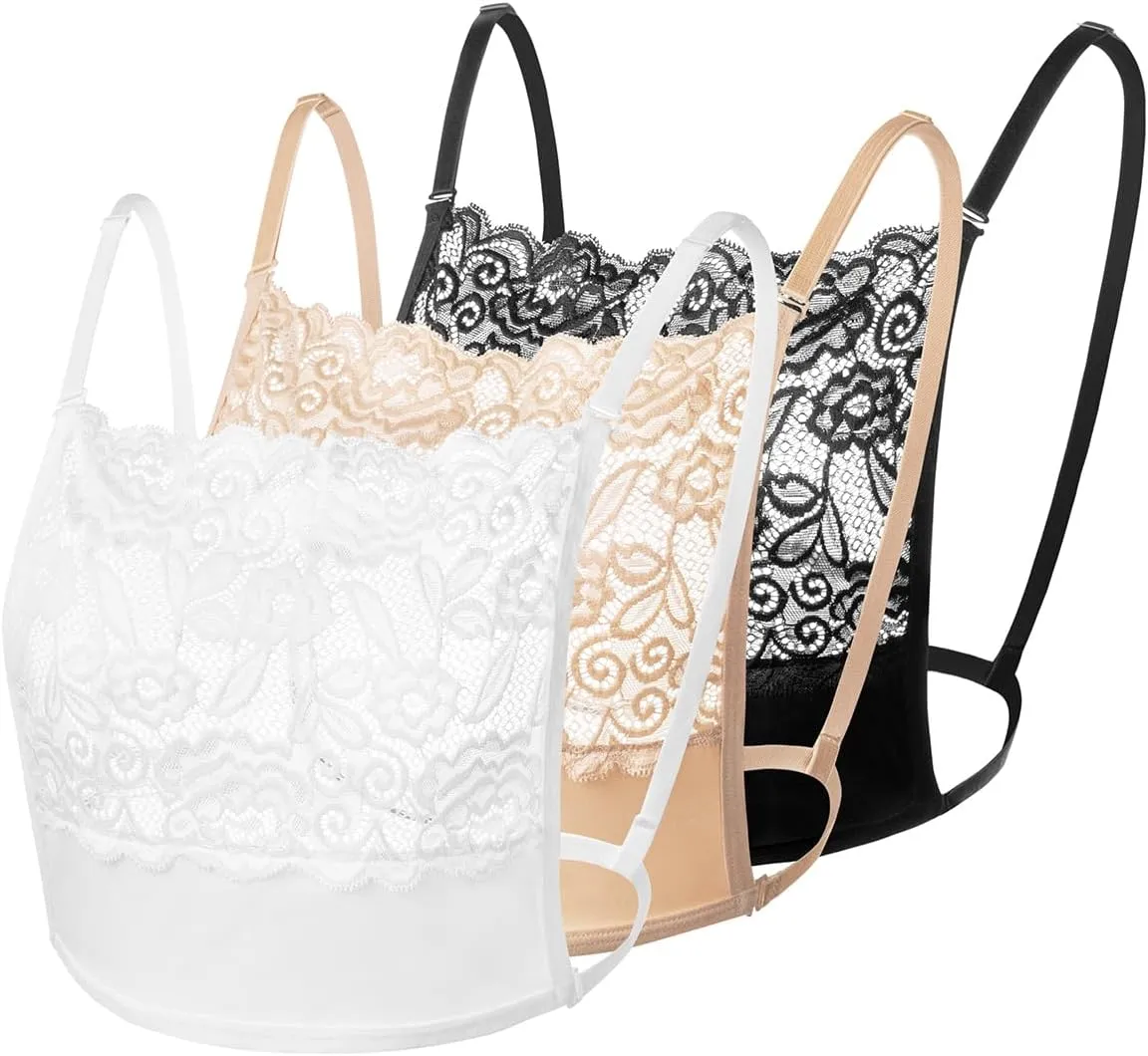Lady Lace Wearable Mock Camisole Bra Insert Overlay Modesty Panel Vest.