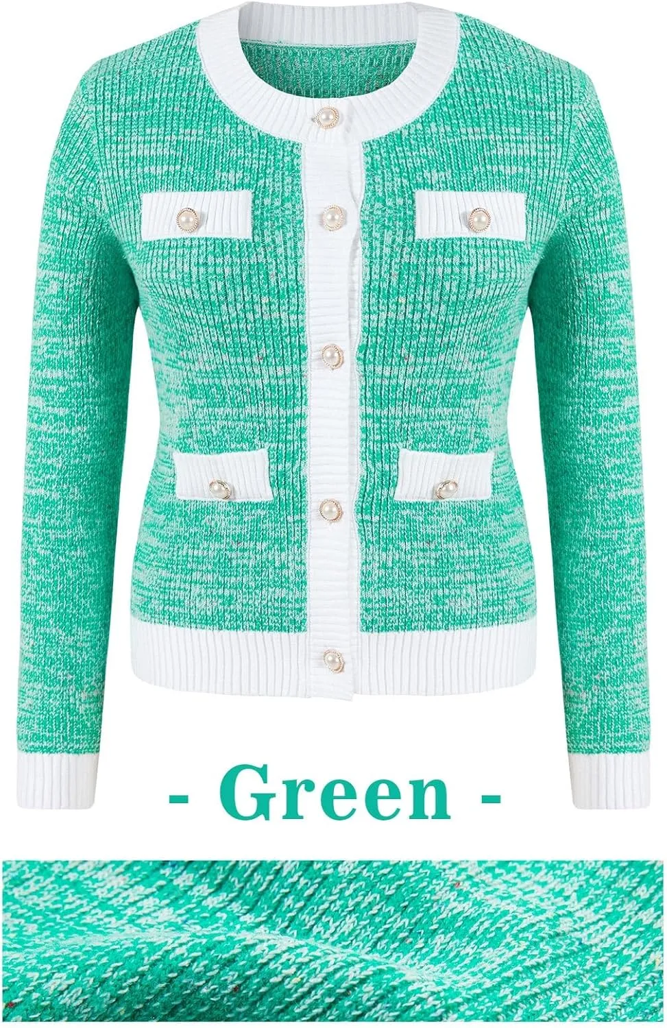 Langwyqu Womens Long Sleeve Button Down Cardigan Sweaters Cropped Open Front Tweed Jacket Fall Elegant Knit Tops