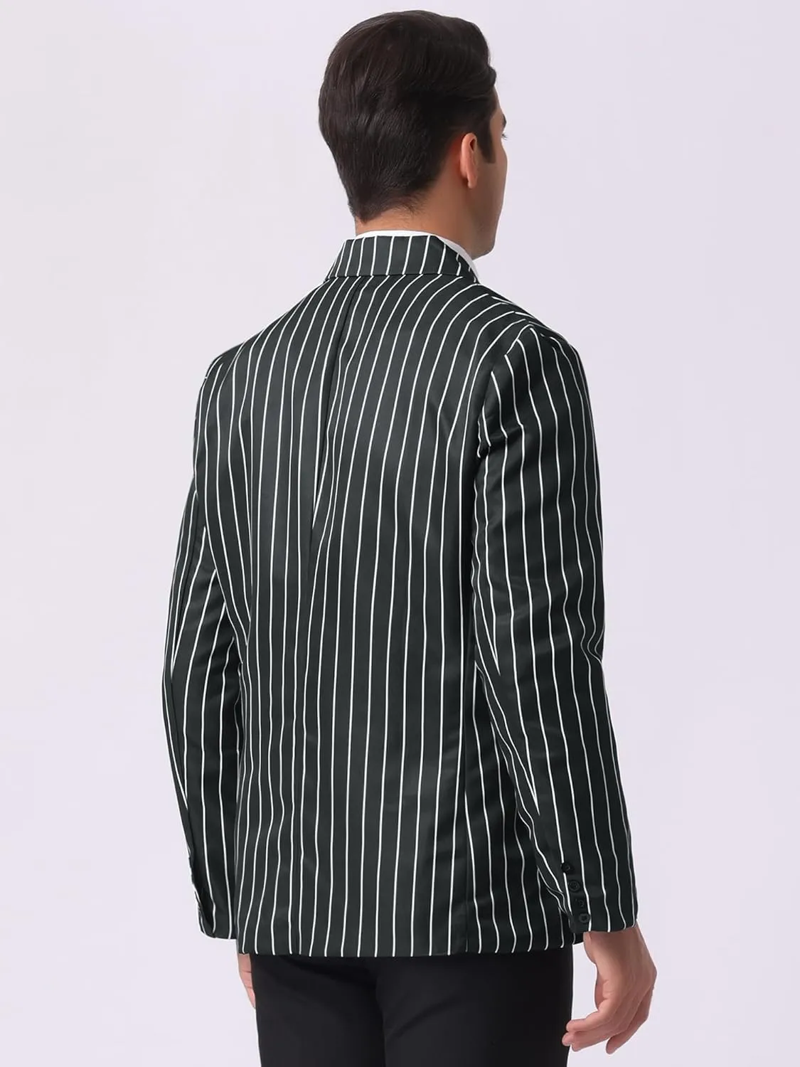 Lars Amadeus Striped Blazers for Men's Peak Lapel Sports Coat Double Breasted Business Stripes Suit Jacket