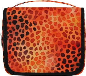 Leopard Skin Hanging Travel Toiletry Bag Kit Makeup Case Cosmetics Organizer Leopard Toiletry Bag for Women Make up Accessories Shampoo Body Cream Brushes Set