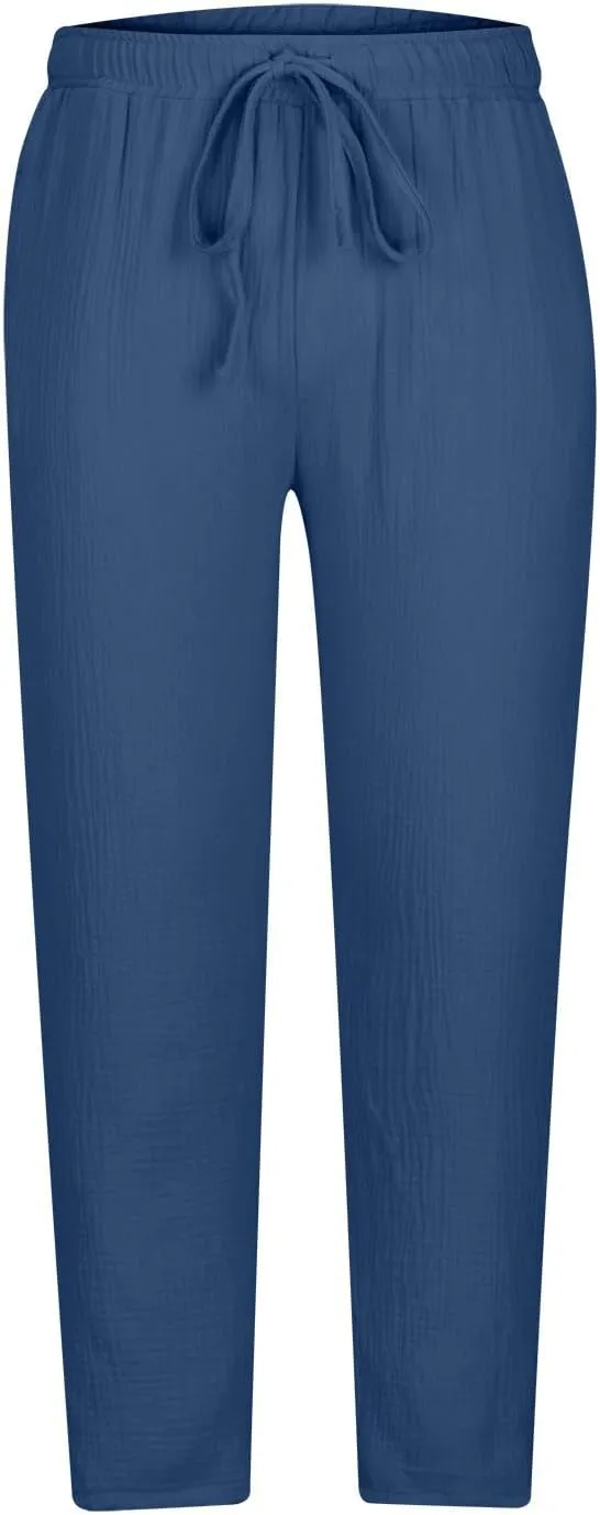 Linen Pants for Men Beach Wedding Slim Fit Drawstring Summer Pants Casual Trendy Lightweight Trousers with Pockets