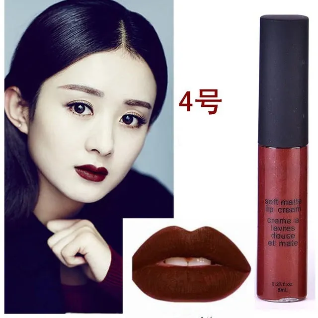 Liquid Matte Lipsticks Long Lasting Waterproof Matt Black Lipstick 12 Colors Velvet Selena Lipstick Matte Lip Makeup Lip Gloss