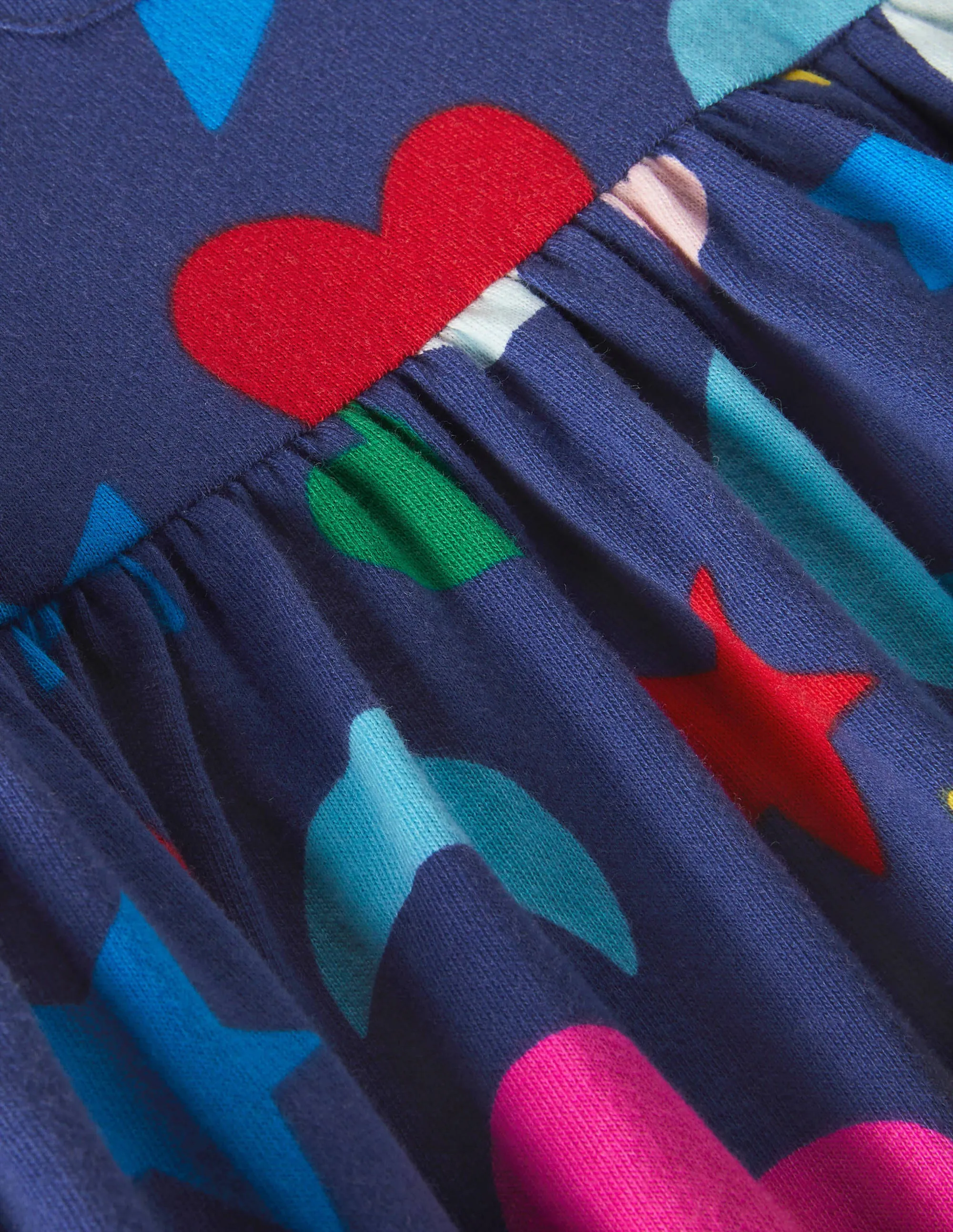 Long Sleeve Fun Jersey Dress-Starboard Blue Rainbow Magic