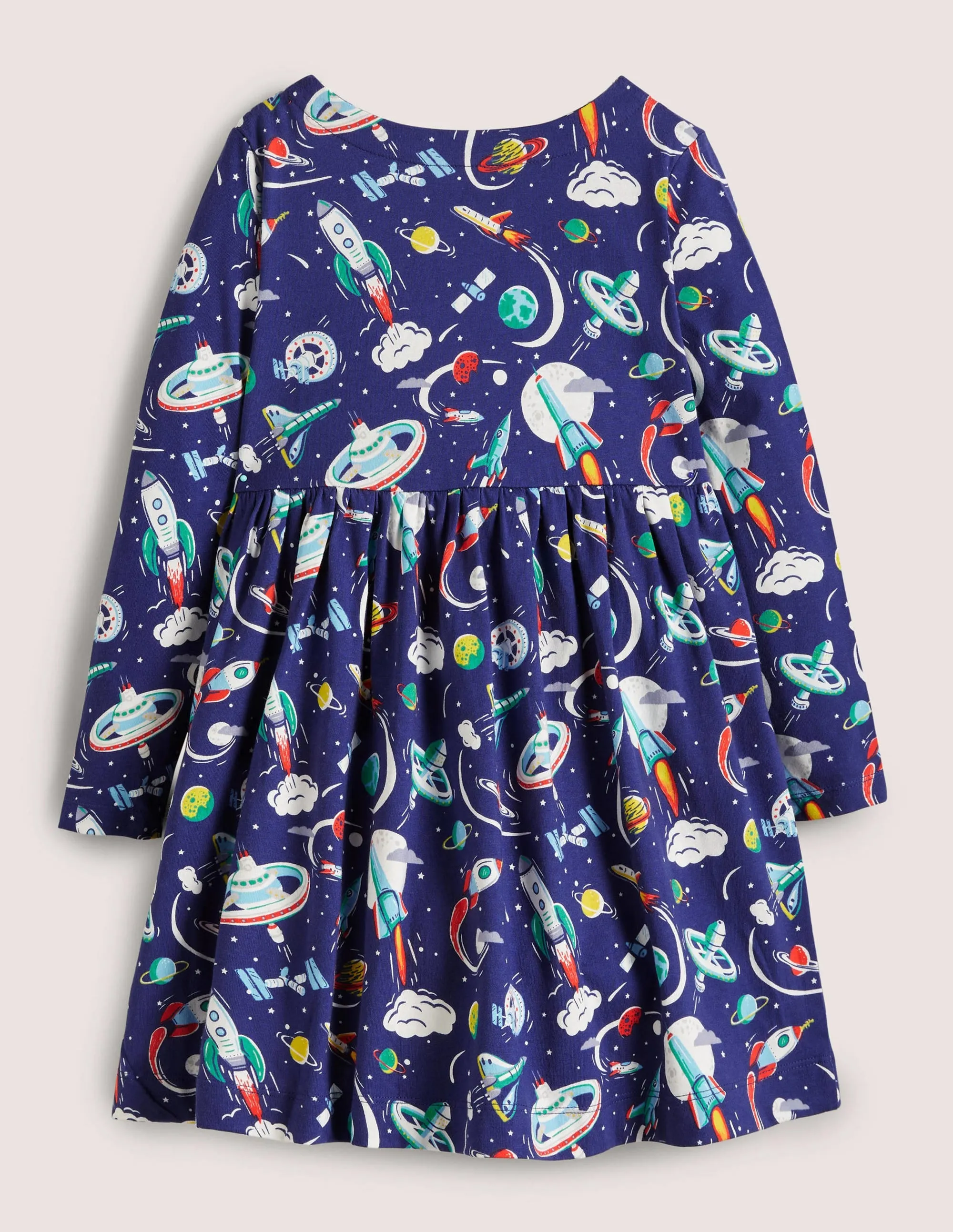 Long Sleeve Fun Jersey Dress-Starboard Mini Space