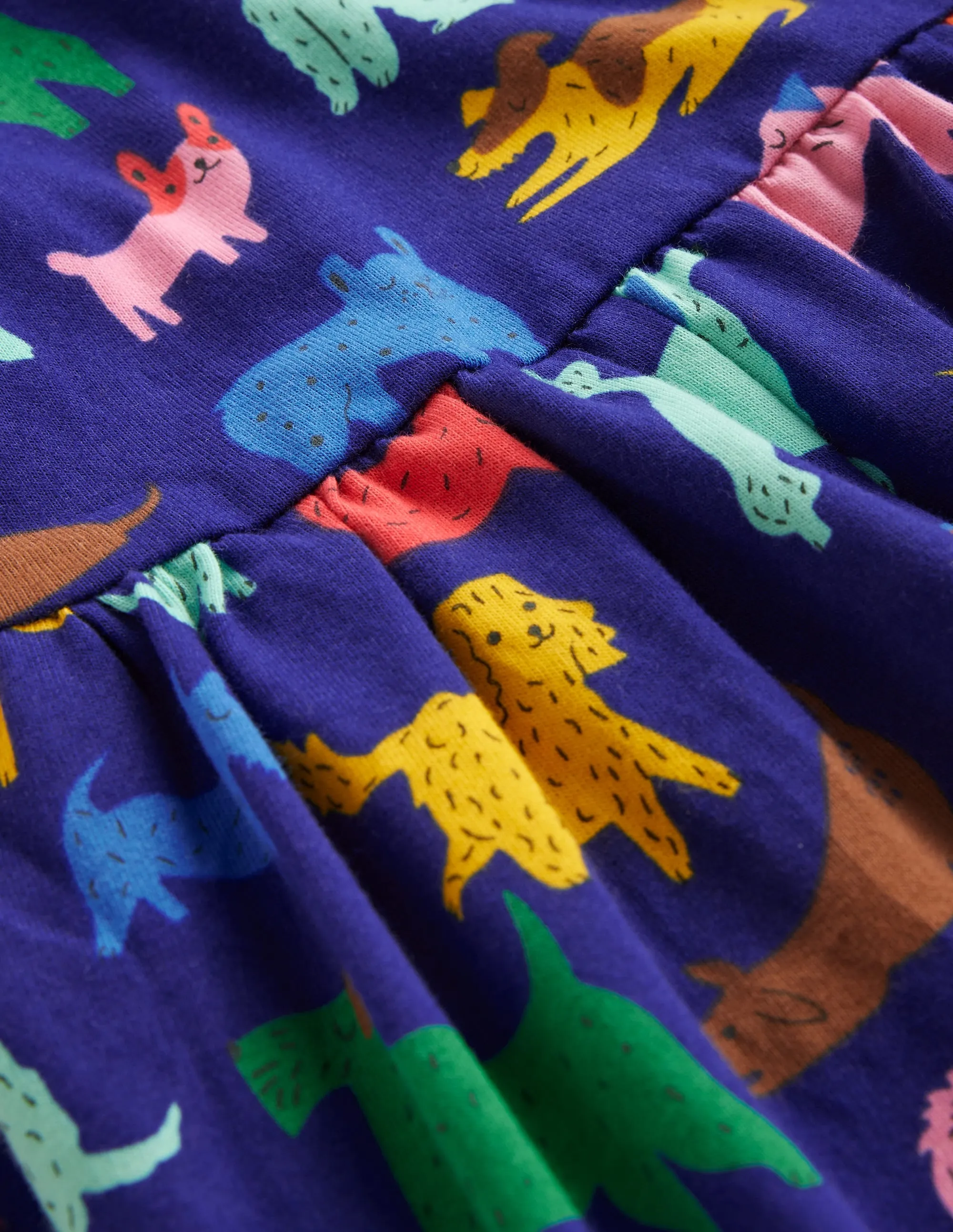 Long Sleeve Fun Jersey Dress-Starboard Playful Pups