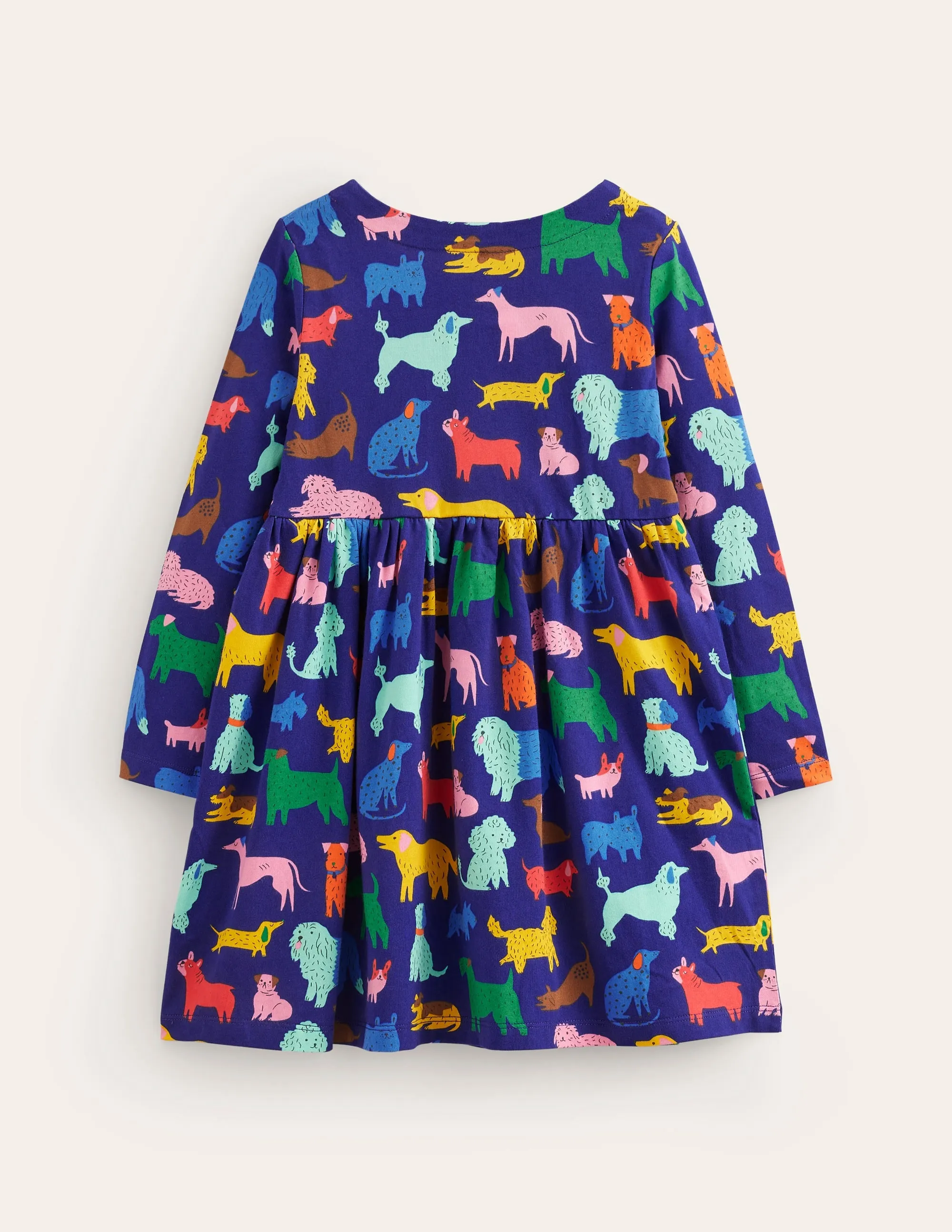 Long Sleeve Fun Jersey Dress-Starboard Playful Pups